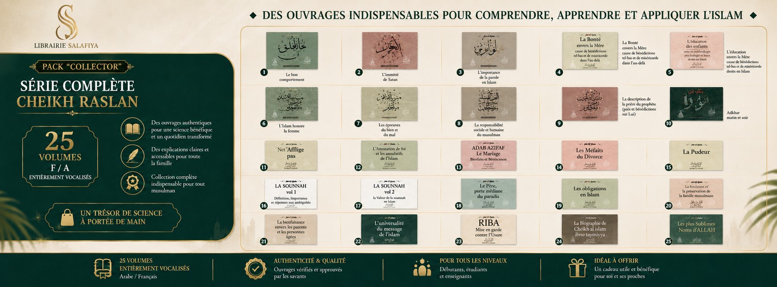 Pack Collector Série complète Cheikh Raslan 25 volumes bilingue FR/AR vocalisé