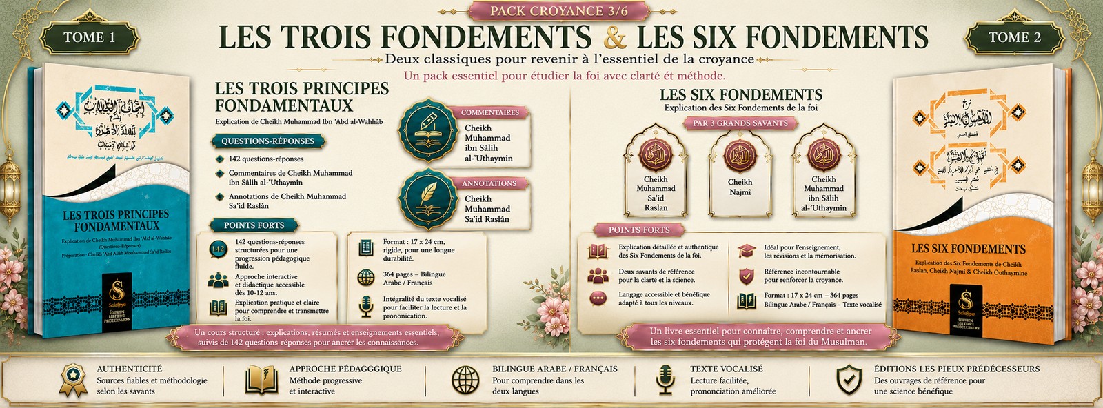 Pack Croyance — Les Trois Fondements et Les Six Fondements, aqîda bilingue FR/AR vocalisé